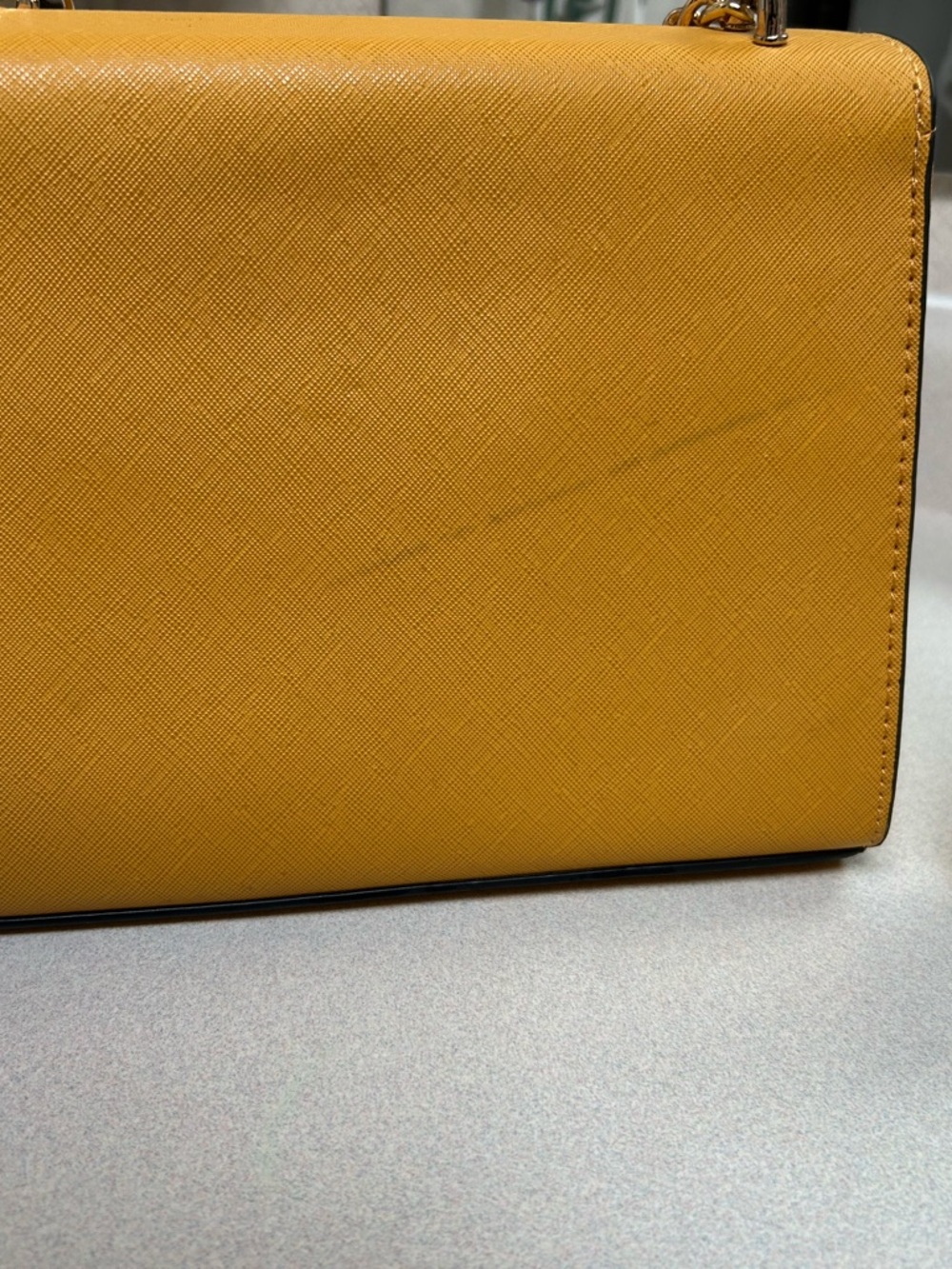 Mustard Yellow Crossbody Bag with Gold Turn-Lock - Picture 2 of 5